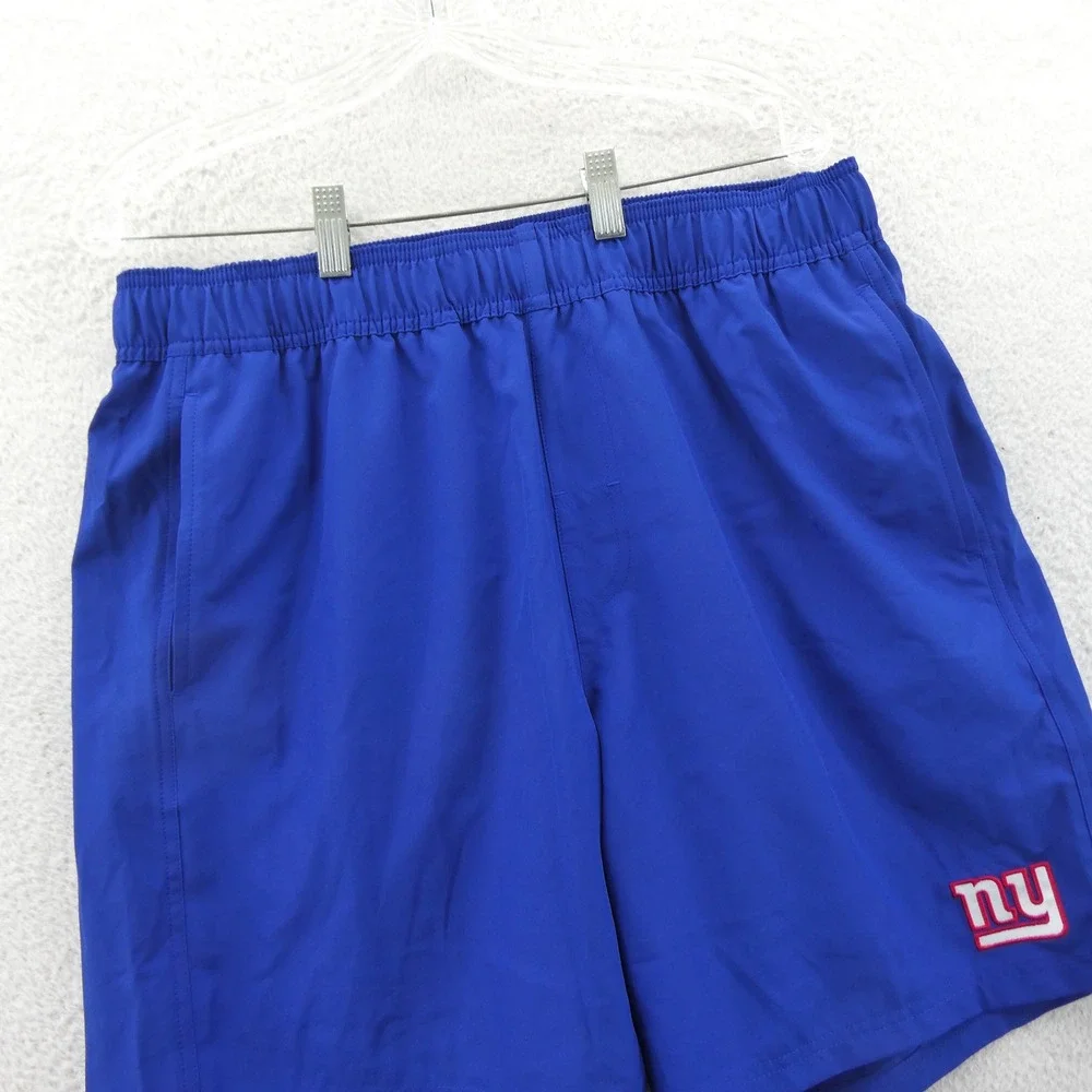 NFL Team Apparel Swim Shorts Mens Large New York Giants‎ Blue Lined Trunks